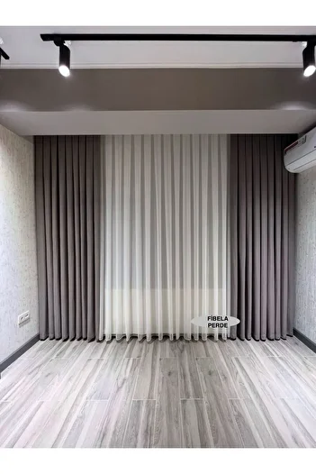 FİBELA PERDE Ekru Color 1/2.5 Pleated Slub Bamboo Tulle Curtain, No Wrinkles and No Ironing (Normal Pleated)