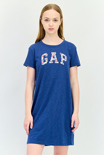 GAP Women Brand Logo Mini Dress, Blue