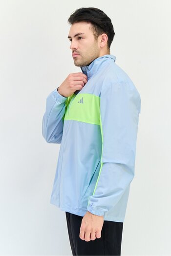 adidas Men Sportswear Fit Long Sleeve Running Jacket, Light Blue