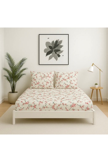 VODDİ Flower Pattern |   Single Fitted Sheet Set |   70% Cotton |   Flower Design