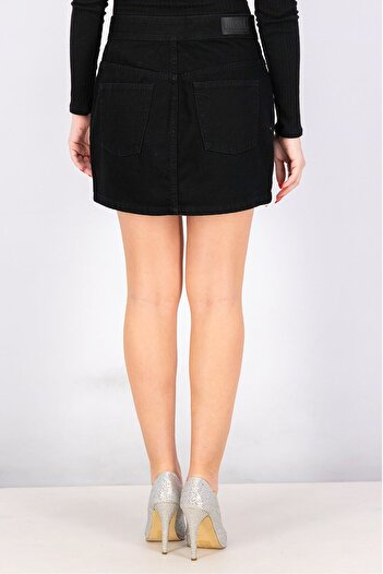 Diesel Women Plain Casual Denim Skirt, Black