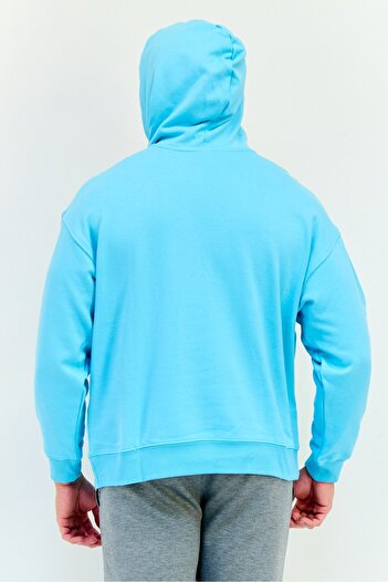 adidas Men Sportswear Fit Long Sleeves Outdoor Hoodie, Aqua Blue