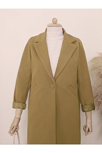HİJABAYA Single Button Lined Winter Cashmere Coat
