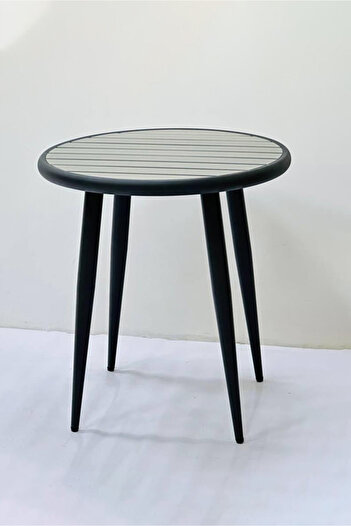 Generic Round outdoor dining table, iron and Wood, 70x70x75 cm