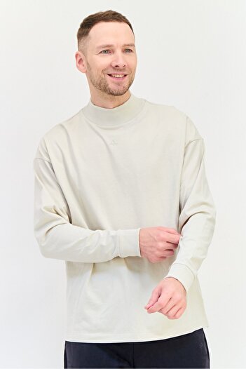 adidas Men Sportswear Fit Long Sleeves Outdoor Sweatshirt, Light Beige