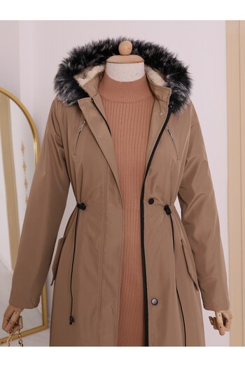 HİJABAYA Released Hooded Tunnel Lace Short Coat