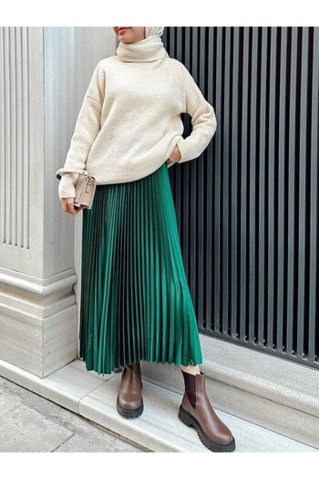 HİJABAYA Pleated Waist Elastic Skirt