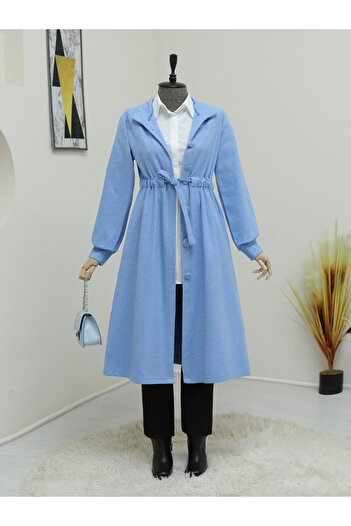 HİJABAYA Judge Collar Tunnel Laced Cashmere Coat