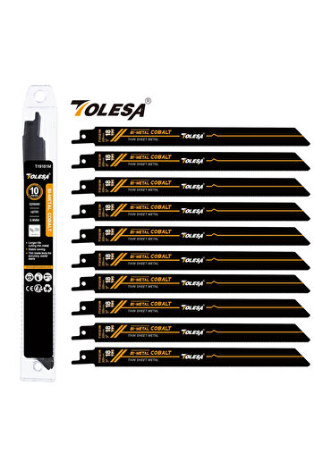 Choice1 0.9mm Metal Cutting Bi-Metal 18TPI 225mm TOLESA 10PCS Bi-Metal Sawzall Blades Metal Cutting 150mm/22