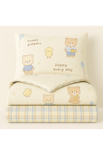 Pazar Home Bedding مفرش مفرد للاطفال من ٤ قطع قطني ١٧٠*٢٢٥ سم سنقل - بازار هوم كارديف بحشوة مخيطة