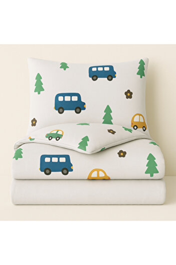 Pazar Home Bedding 4-piece children's single bed sheet, cotton, 170*225 cm, single - Bazaar Home Cardiff, with stitched filling