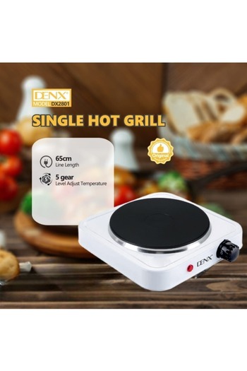 Denx موقد تخييم كهربائي محمول بموقد واحد مع إعدادات حرارة قابلة للتعديل DX2801