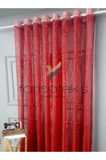 farbateks Red Glass Rustic Tulle Curtain Eyelet Curtain Rustic Tulle Curtain