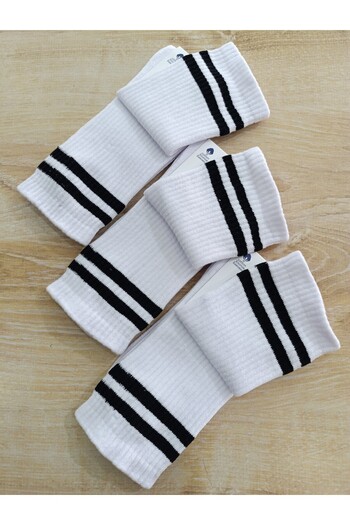 ÜNLÜ ÇORAP Sports Coton Striped Seamless Socks 3 Pairs