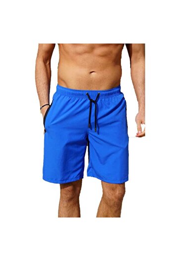 Miami Beach Ανδρικά μακρύ σορτς θαλάσσης Saks Water Repellent μονόχρωμο - 2203-saks Blue