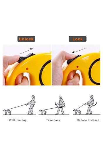 zola Mechanical dog leash, maximum weight 15 kg, 5m, yellow