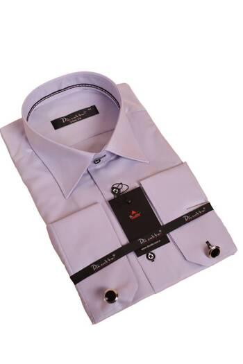 Dicotto Lila Dar Kesim Micro Kumaş Kol Düğmeli Slim Fit Erkek Gömlek - 201-3