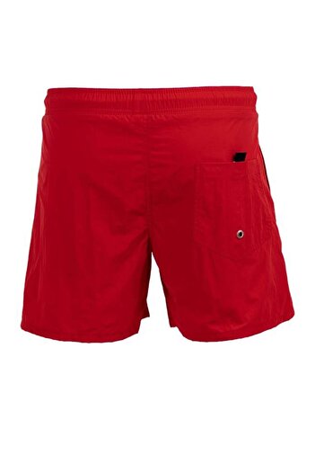 Miami Beach Men's Red Nylon Shorts Swimsuit - Water Repellent, Solid Color, for Beach and Sea - 540-Red