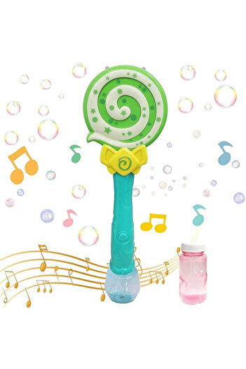 Micostore Lollipop, Soap bubble wand, with sounds and lights, 32 x 10 cm, Green