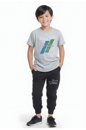 FYK KİDS Boy's Seasonal Positive Printed Bottom-Top Suit
