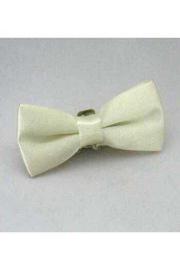 Gaffy Cream Kids Size Solid Color Satin Bow Tie - Cp-06