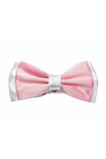 Gaffy Pink Satin Bow Tie with White Garnish - Gp-103