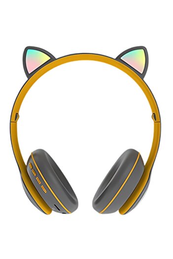 MACVI Casti Macvi® Wireless Pliabile cu Urechi de Pisica, Bluetooth 5.0, HiFi, Bass Stereo, LED, Gri