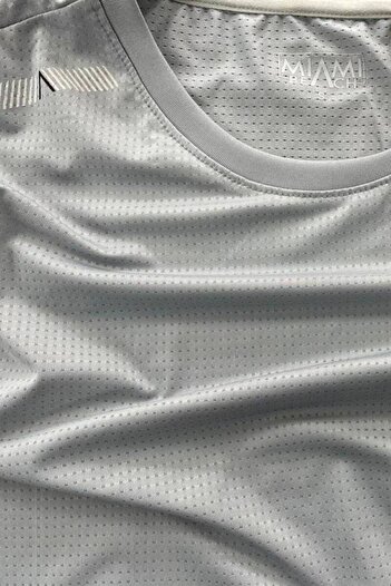 Miami Beach Gray Breathable Fabric Zero Sleeve Lycra Men's T-Shirt - 0355-Grey