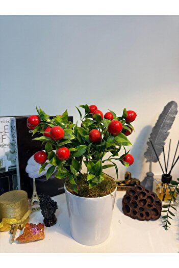 MY LOVE ÇİÇEKÇİLİK Luxury Large Size Bonsai Artificial Cherry Tree in White Ceramic Pot