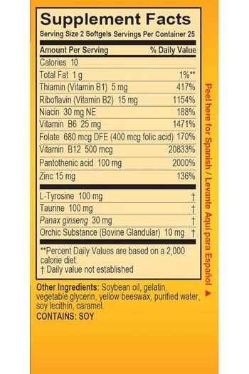 De La Cruz DELA CRUZ-SUPER MACHO HIGH POTENCY VITAMIN B SOFTGELS 50' s