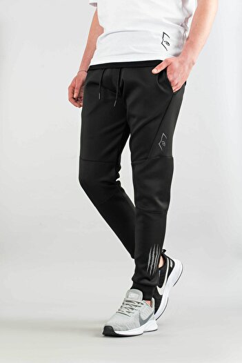 bombe Men's Black Sweatpants Elastic Waist Outdoor Sweatpants with Side Hidden Pockets