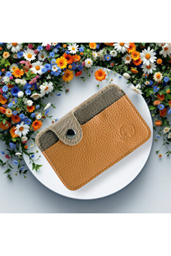 ORGANICYOU Πορτοφόλι JINHUA Classic Charm από γνήσιο δέρμα διπλό με κλείσιμο με κουμπωτό