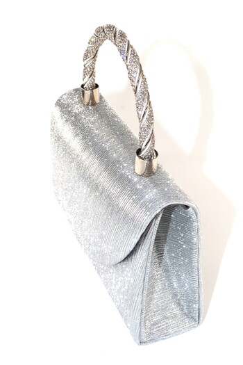 KEEBA The Laser Fabric. Silver Evening Dress Bag. Women's Evening Dress Bag with Stones. The Evening Dress Bag Is Silver. Wedding Hand Gray Evening Dress Bag