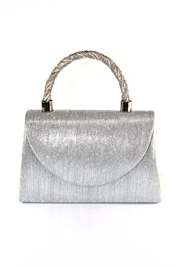 KEEBA The Laser Fabric. Silver Evening Dress Bag. Women's Evening Dress Bag with Stones. The Evening Dress Bag Is Silver. Wedding Hand Gray Evening Dress Bag