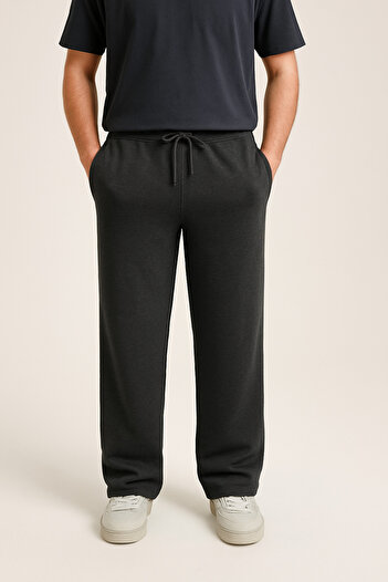 OXVİN Men's Straight Leg Relaxed Cut Pique Fabric Sweatpants