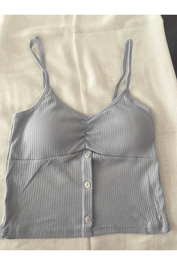 KOTA Mavi Kadın Crop Bluz S/m Bedene Uygun Esnek Rahat Kumaş