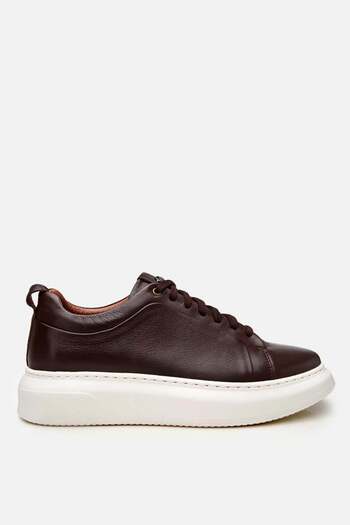 Yaya by Hotiç Men's leather brown light sole sports shoes