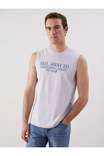 LC Waikiki Lcwaikiki Classic Beige Crew Neck Printed Men's Sleeveless T-Shirt