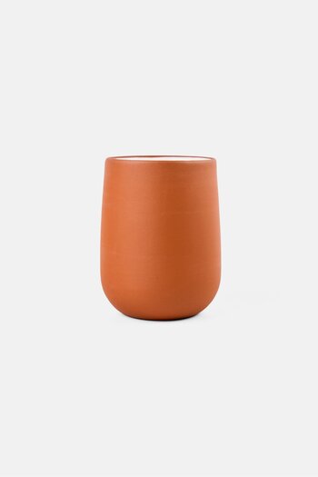 Earth Solid Ceramic Mug With Wooden Saucer 350 ml, Brown