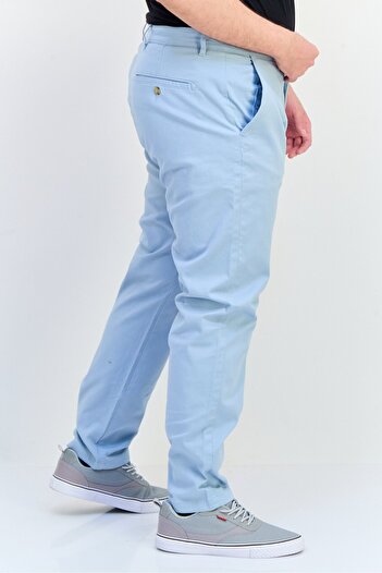 CELIO Men Skinny Fit Solid Chino Pants, Light Blue