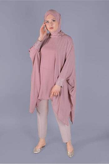 Alvina Asymetric Cut Tunic with Stone Sleeves Print 40858