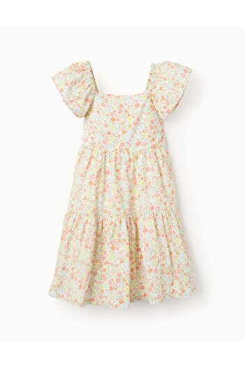 Ziddy Floral Cotton Dress for Girls, Multicoloured