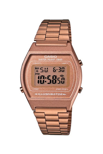 Casio Women's Water Resistant Stainless Steel Digital Watch B640wc-5adf - 35 Mm - Rose Gold