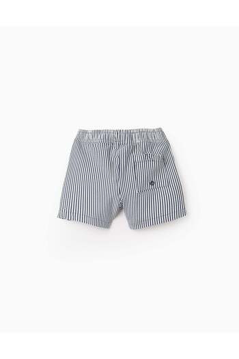 Ziddy Striped Swim Shorts for Baby Boys, White/Navy Blue