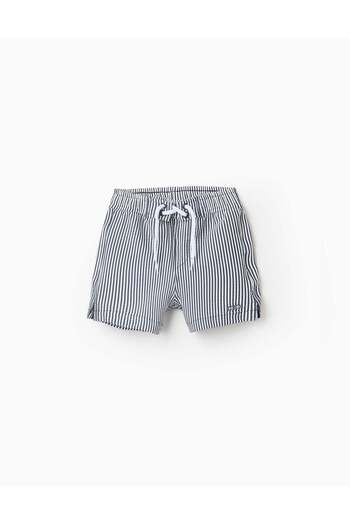 Ziddy Striped Swim Shorts for Baby Boys, White/Navy Blue