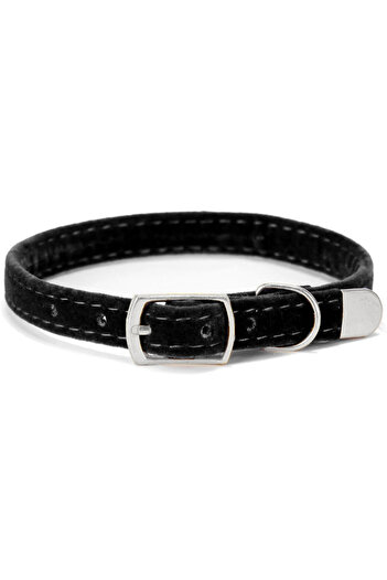 Nuxie Adjustable collar, for dogs and cats, velvet, 30 x 1 cm, black