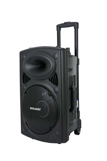 sonashi Rechargeable Trolley Speaker System With Remote Control And Microphone USB/Bluetooth/SD Card Slots A