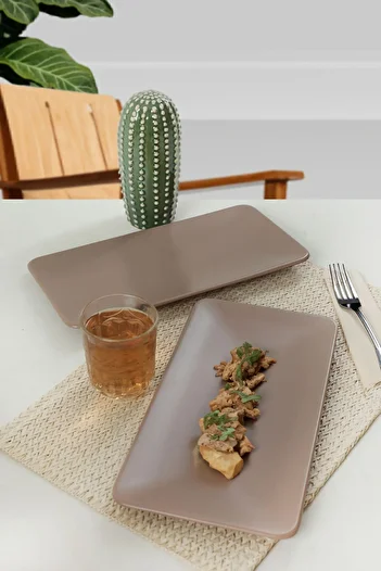 Keramika Matte Soil Taupe Siera Boat Plate 33 Cm 2 Pieces