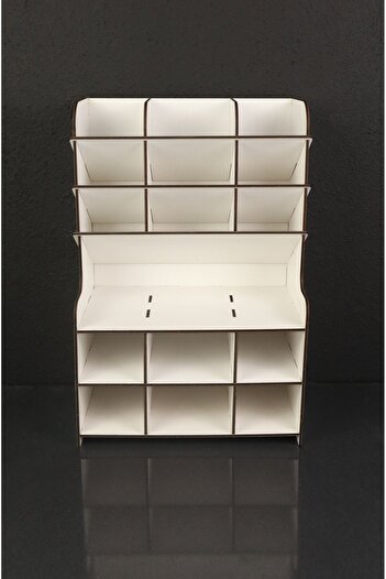 kutuTR 9+9 Compartment Desktop Pen Holder Organizer White Disassembled