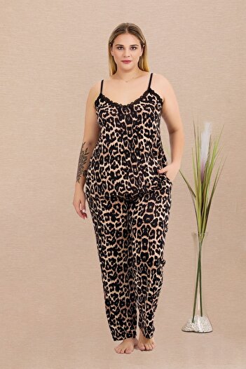 tarzımsüper Plus Size Luxury Pajamas Set with Elastic Waist Comfort Model Cotton Women's Pajamas Set